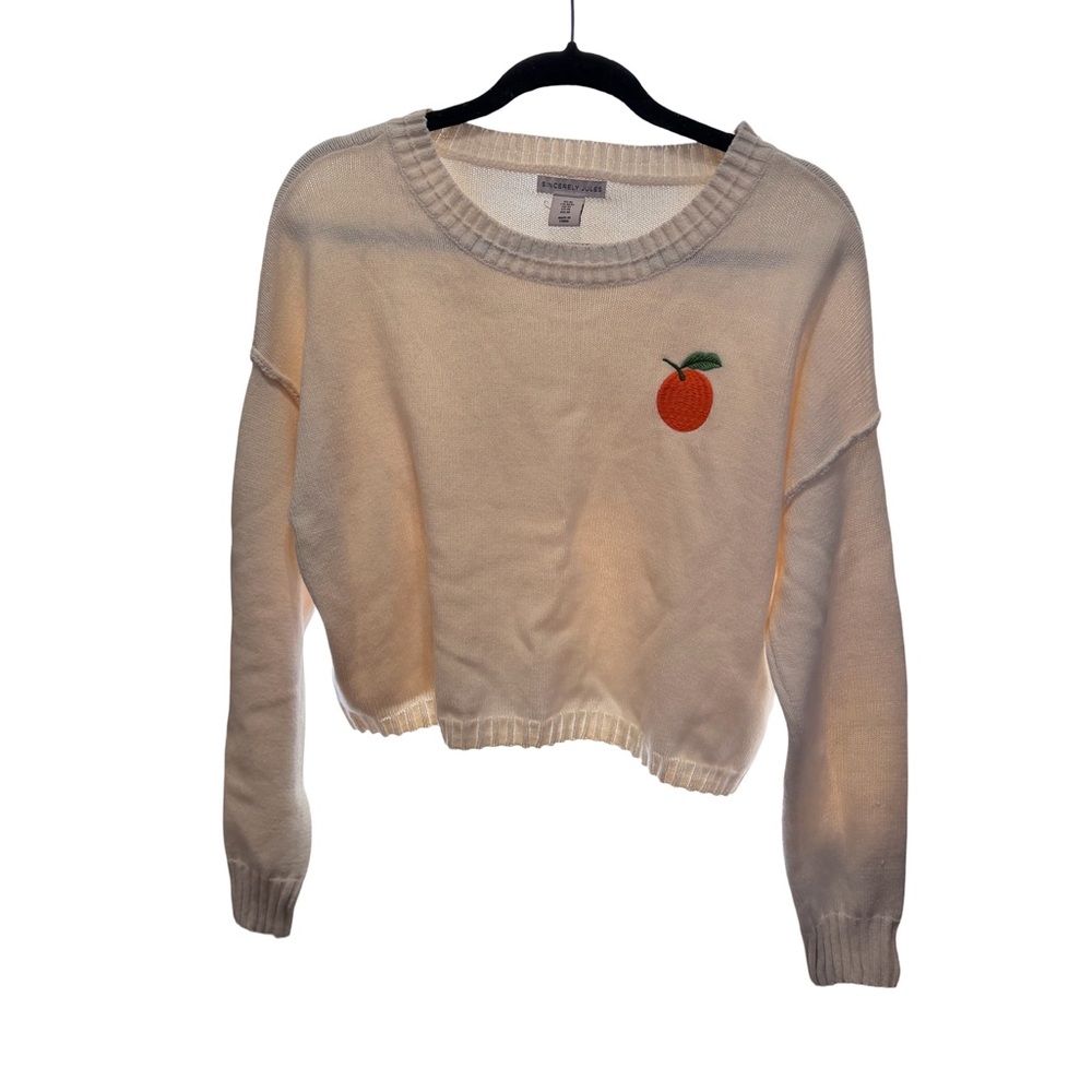 Sincerely Jules Cream Knit Sweater with Orange embroidery